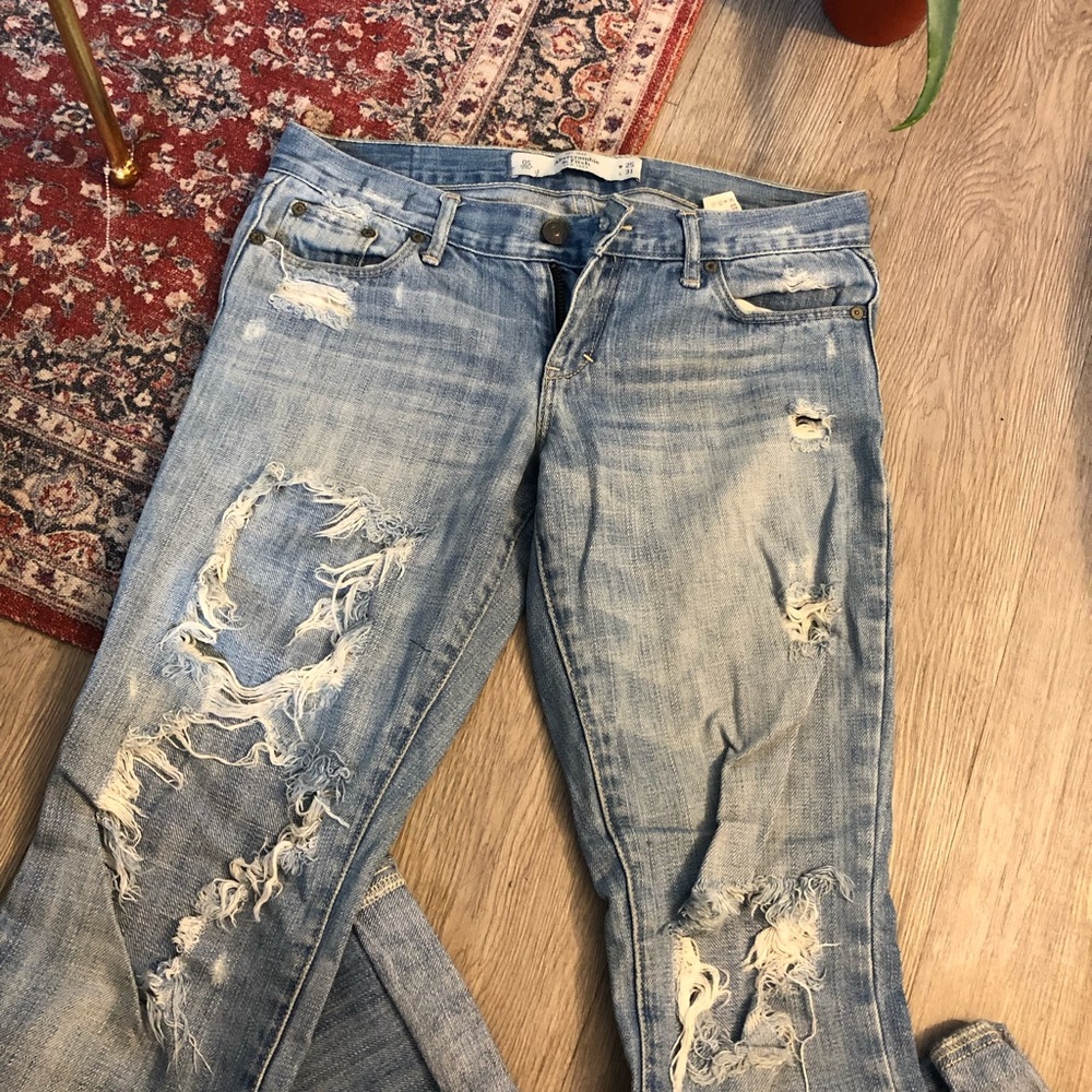 Abercrombie and Fitch light wash distressed jeans